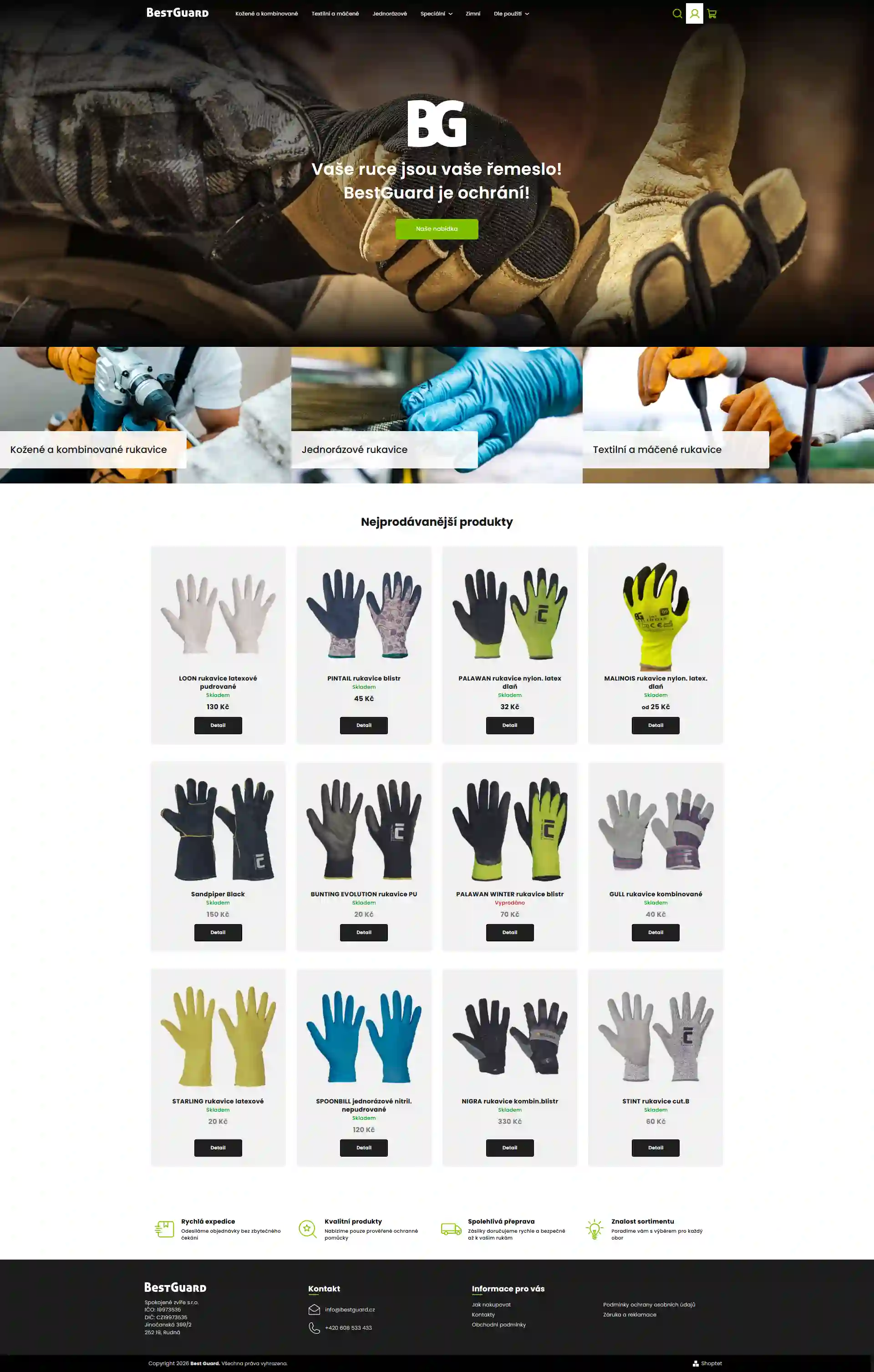 Eshop BestGuard - ochranné rukavice