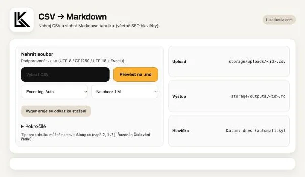 Aplikace CSV → Markdown