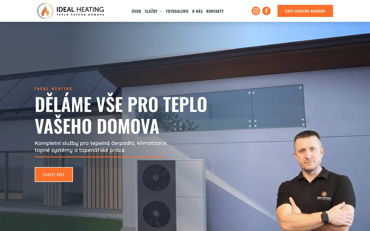 Web Ideal Heating – desktopová verze