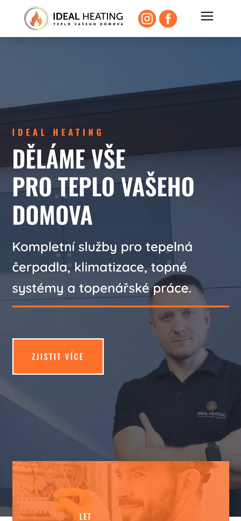 Web Ideal Heating – mobilní verze