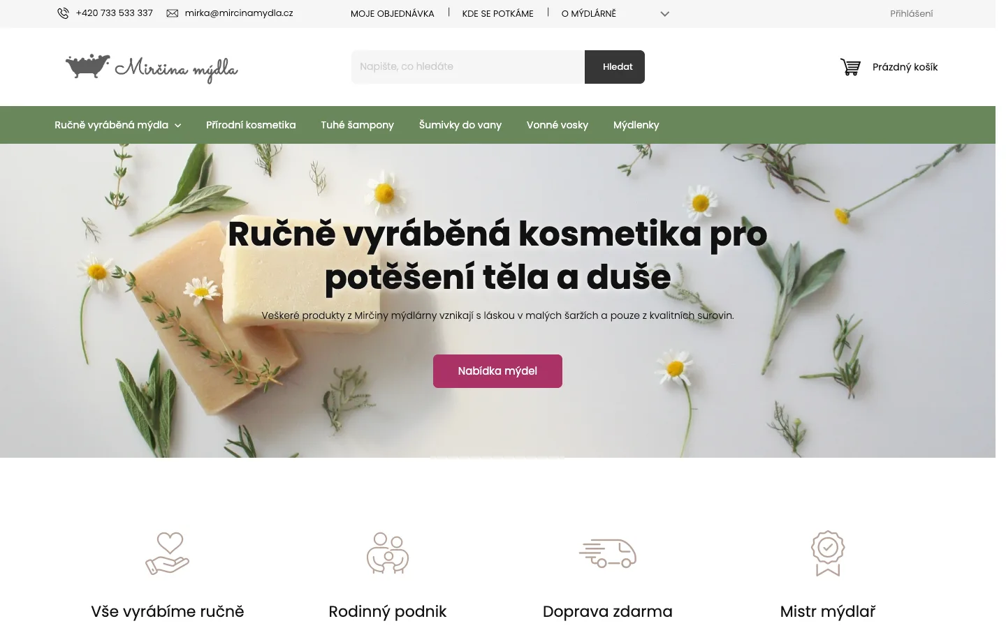 E-shop Mirčina mýdla na Shoptetu – desktopová verze