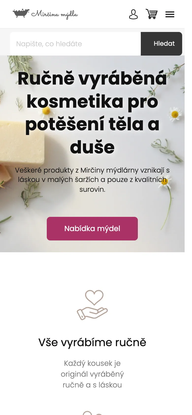 E-shop Mirčina mýdla na Shoptetu – mobilní verze