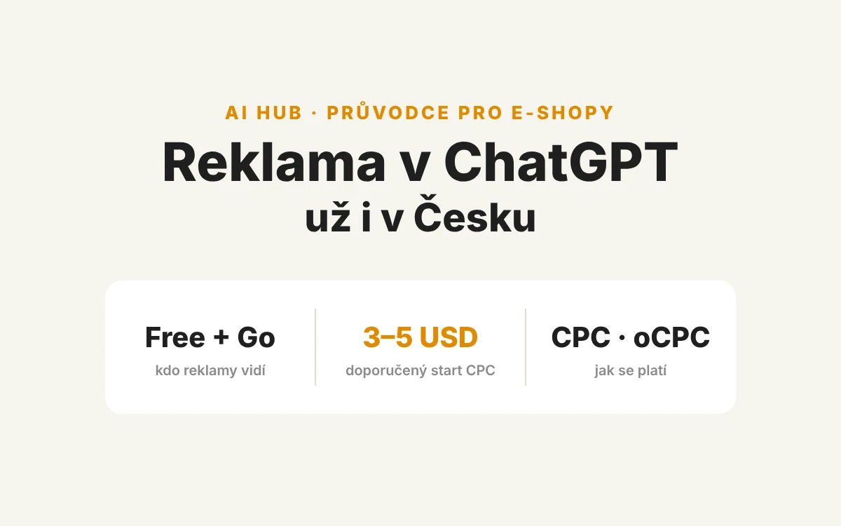 Reklama v ChatGPT už i v Česku: reklamy vidí tarify Free a Go, doporučený start CPC 3–5 USD