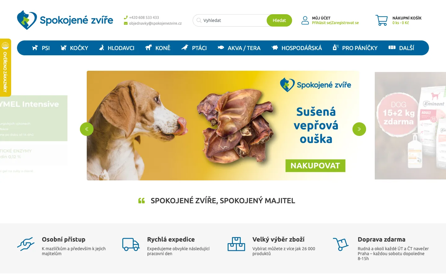 E-shop Spokojené zvíře – desktopová verze
